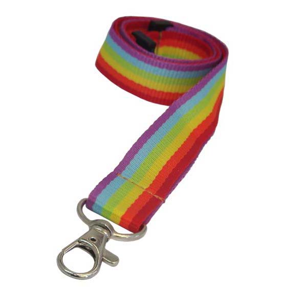 6 Stripe Flat Ribbed Rainbow Lanyard