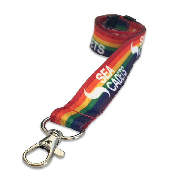 Custom Printed Double Clip Rainbow Lanyard