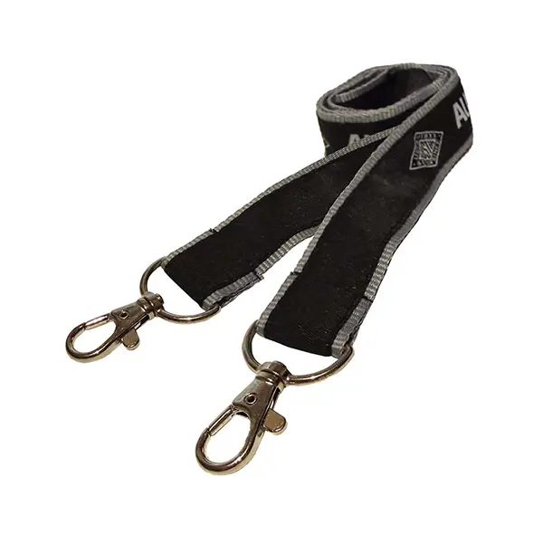 Woven Satin Appliqué Double Clip Lanyard Woven Satin Appliqué Double Clip Lanyard