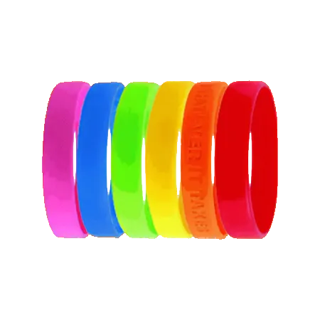 Silicone wristbands in assorted colours